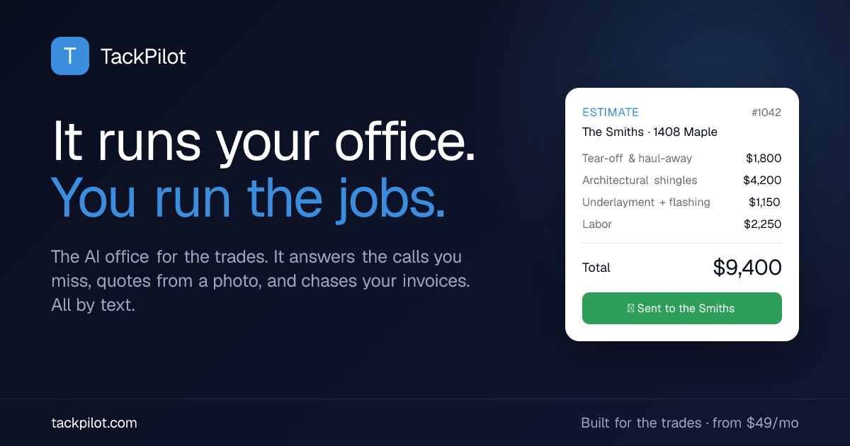 Pricing: Operator $49, Small Business $199, Commercial $399 — TackPilot